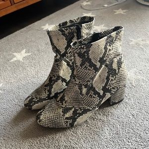 Faux Snake Skin Print Booties